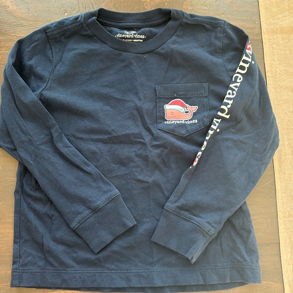 Vineyard vines, long sleeve cotton Christmas T-shirt, size 3T
